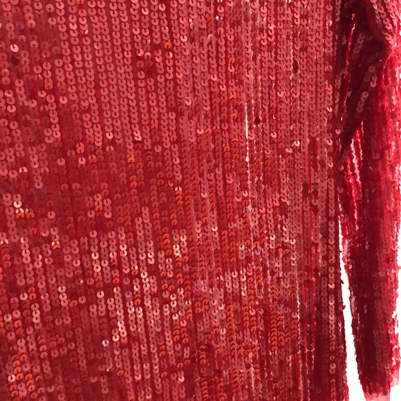 Arden B red sequin sheer long sleeve dress. Size Medium - Picture 4 of 4